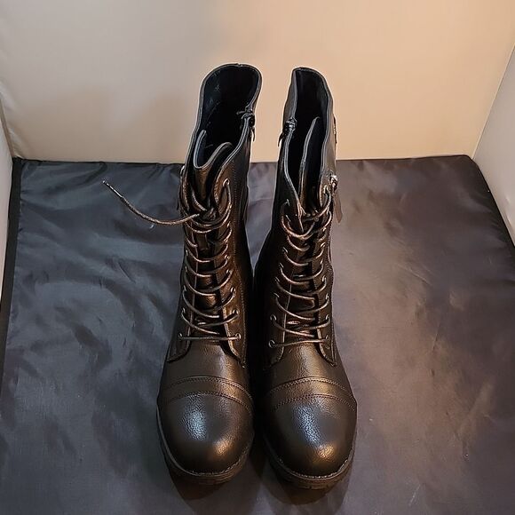 BRAND NEW SHOE LAND KASEY WOMEN'S ANKLE LACE-UP MILITARY COMBAT BOOT MID CALF - Picture 3 of 16